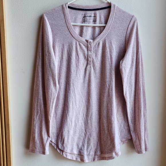 Eddie Bauer Pale Pink Henley Pajama Shirt Size Medium - Picture 1 of 16